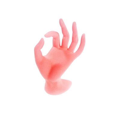 O espaço livre/a arte prego do rosa/preto utiliza ferramentas a mão da APROVAÇÃO do suporte do suporte de exposição do anel do bracelete do formulário da mão
