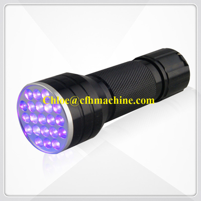Tocha ultravioleta da lâmpada da lanterna elétrica do diodo emissor de luz alumínio preto/azul 395NM Blacklight 21 da cor