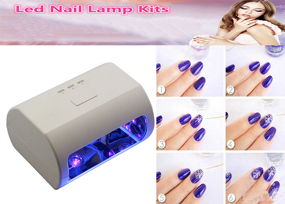 Cor branca 6pcs 3 dos jogos rápidos da lâmpada do prego do diodo emissor de luz da secagem 9W em grupos de 1 prego UV do gel